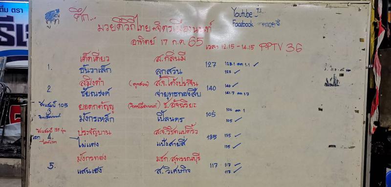 สรุปผลมวย ศึกมวยดีวิถีไทย ประจำวันอาทิตย์ที่ 17/7/2565