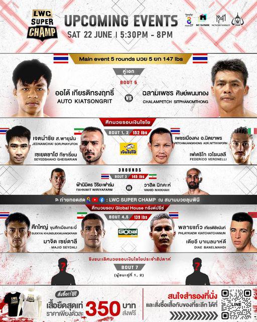 สรุปผลมวย LUMPINEE WORLD CHAMPIONSHIP SUPER CHAMP ประจำวันเสาร์ที่ 22/6/2567