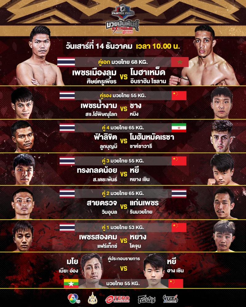สรุปผลมวย FAIRTEX FIGHT มวยมันส์พันธุ์ EXTREME ประจำวันเสาร์ที่ 14/12/2567